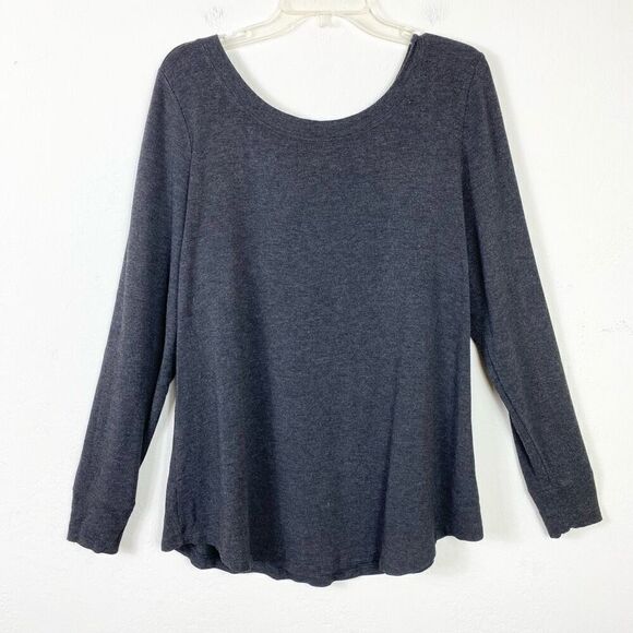 Cabi Charcoal Grey ATC Crossback Sweatshirt Long Sleeve Sporty TShirt Size L - Picture 1 of 7
